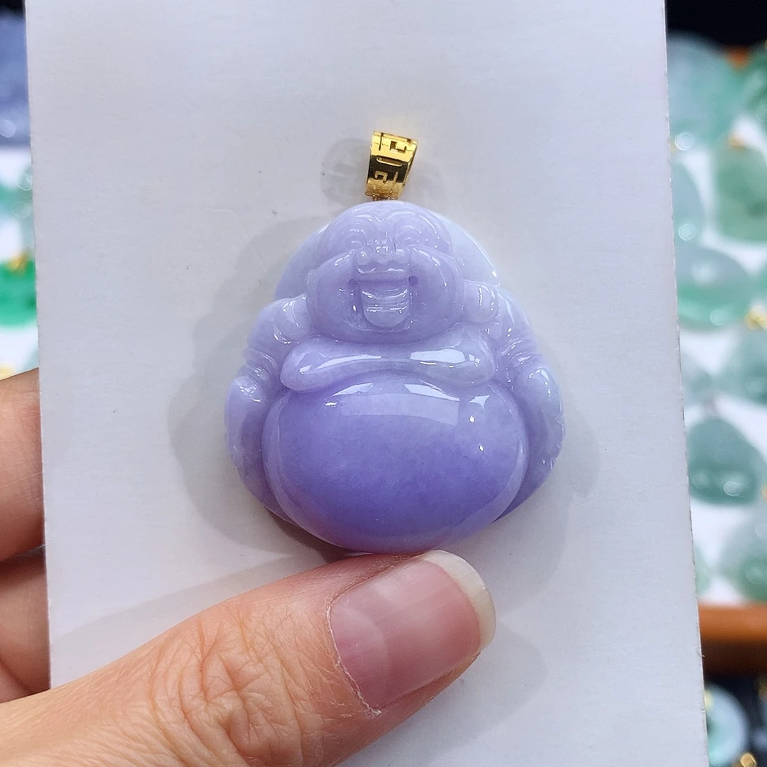 翡翠18K金镶嵌颈饰翡翠吊坠