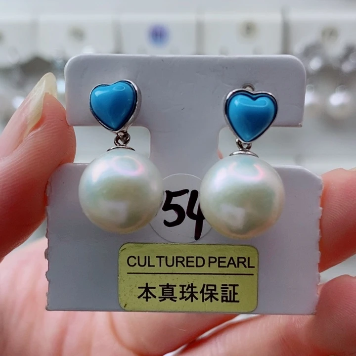 耳饰银S925镶嵌淡水珍珠11+A