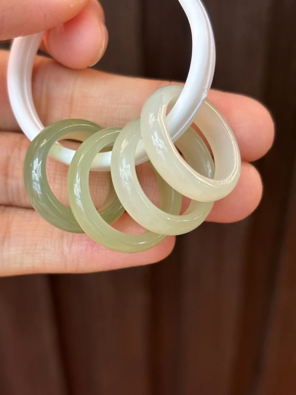 5339和田玉青海料指环戒圈多样性发其一