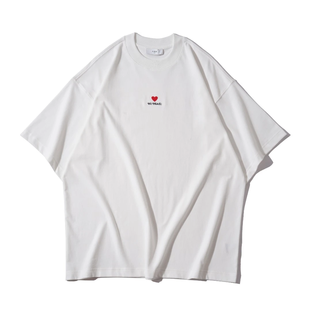240克 爱心刺绣英文休闲宽松圆领短袖 1117