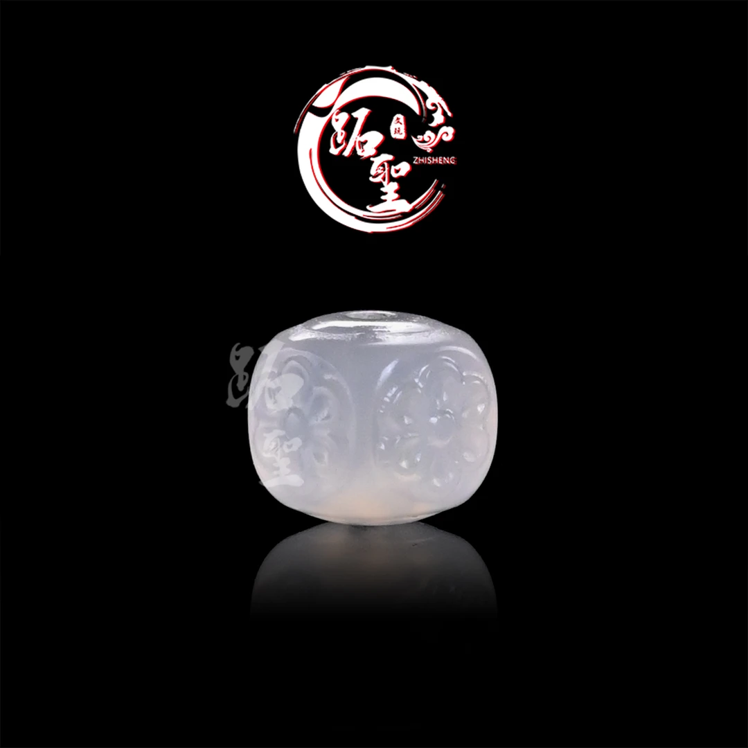 8MM白玛瑙格桑花方珠单珠文玩手串手链配饰配珠顶珠散珠