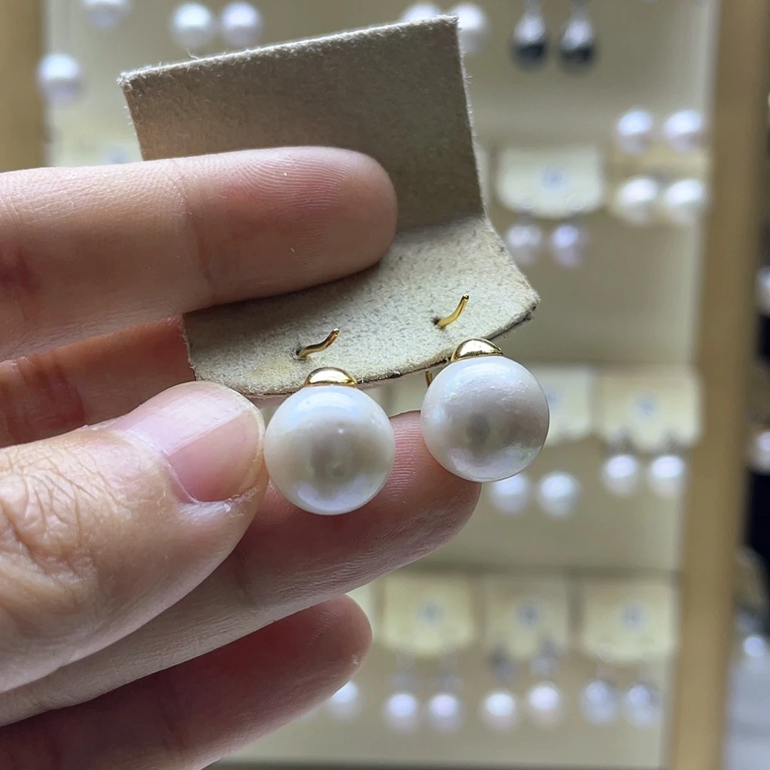 银S925镶嵌淡水珍珠耳饰