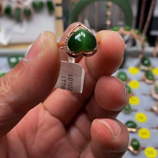 和田玉（碧玉）戒指银S925镶嵌