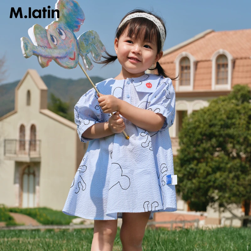 【商场同款】马拉丁童装夏款印花甜美绣花女童小童连衣裙