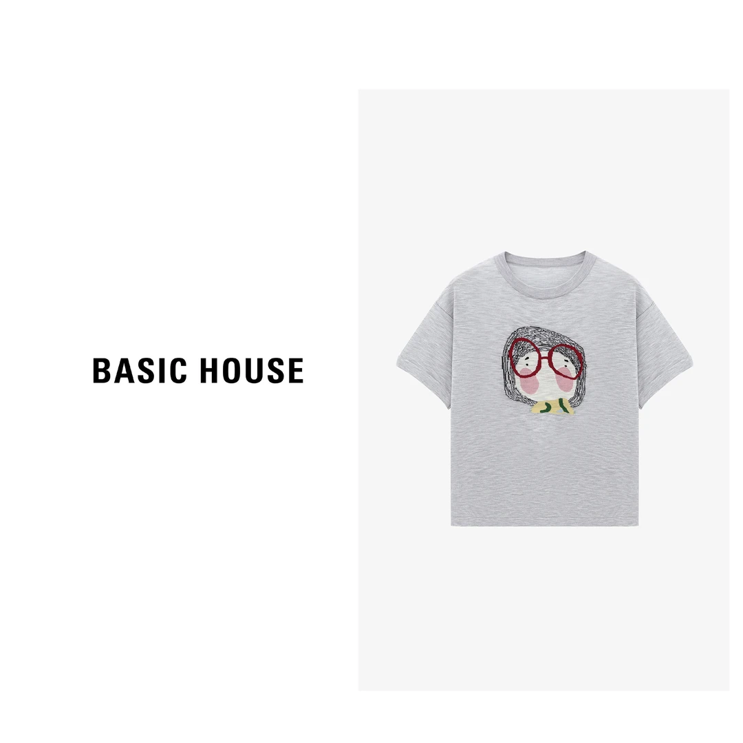 Basic House/百家好复古夏季简约休闲减龄卡通针织衫-B0625B5M742