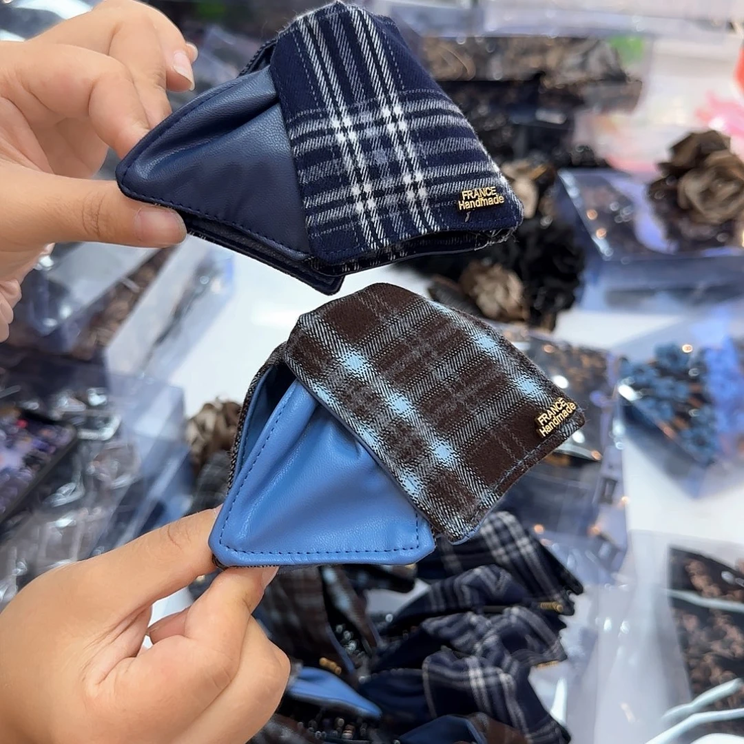 布艺非金属X50蓝色格子贝壳抓2个