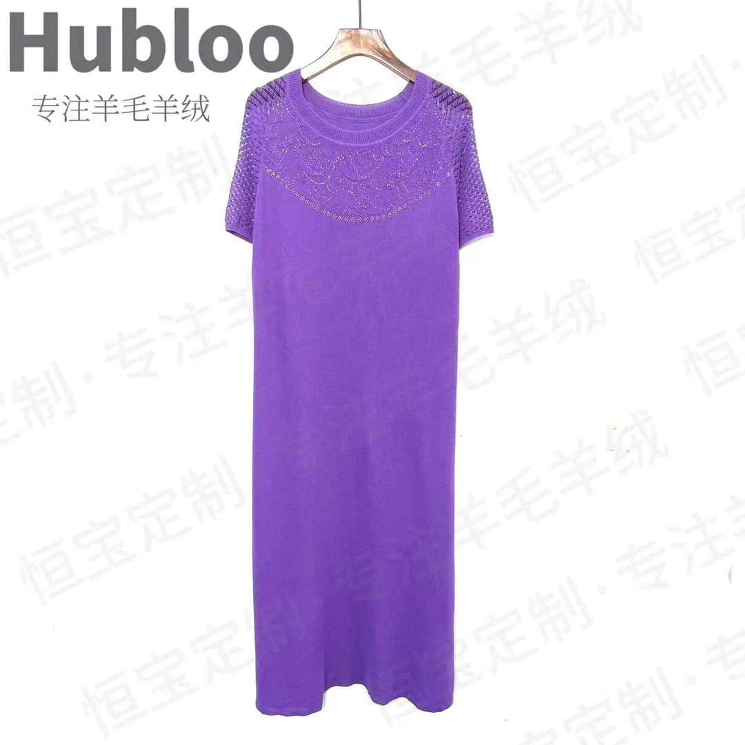8011多金大码黑色百搭减龄显瘦挑孔透气连衣裙女