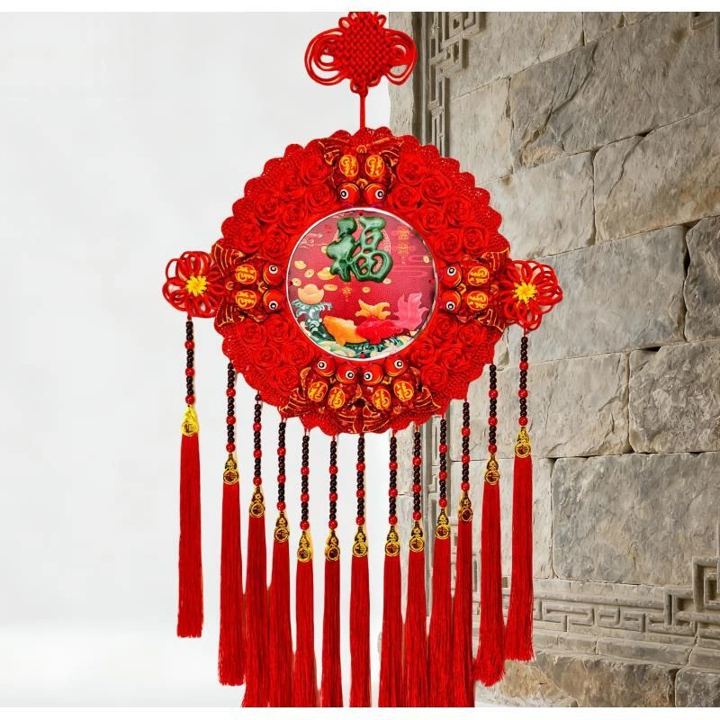 【高档双圈玫瑰】【新仿玉太阳花】纯手工编织经典乔迁新居结婚饰品2