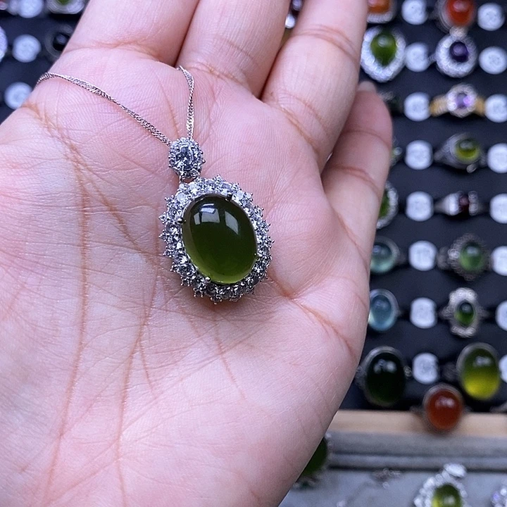 岫玉颈饰银S925镶嵌我**女