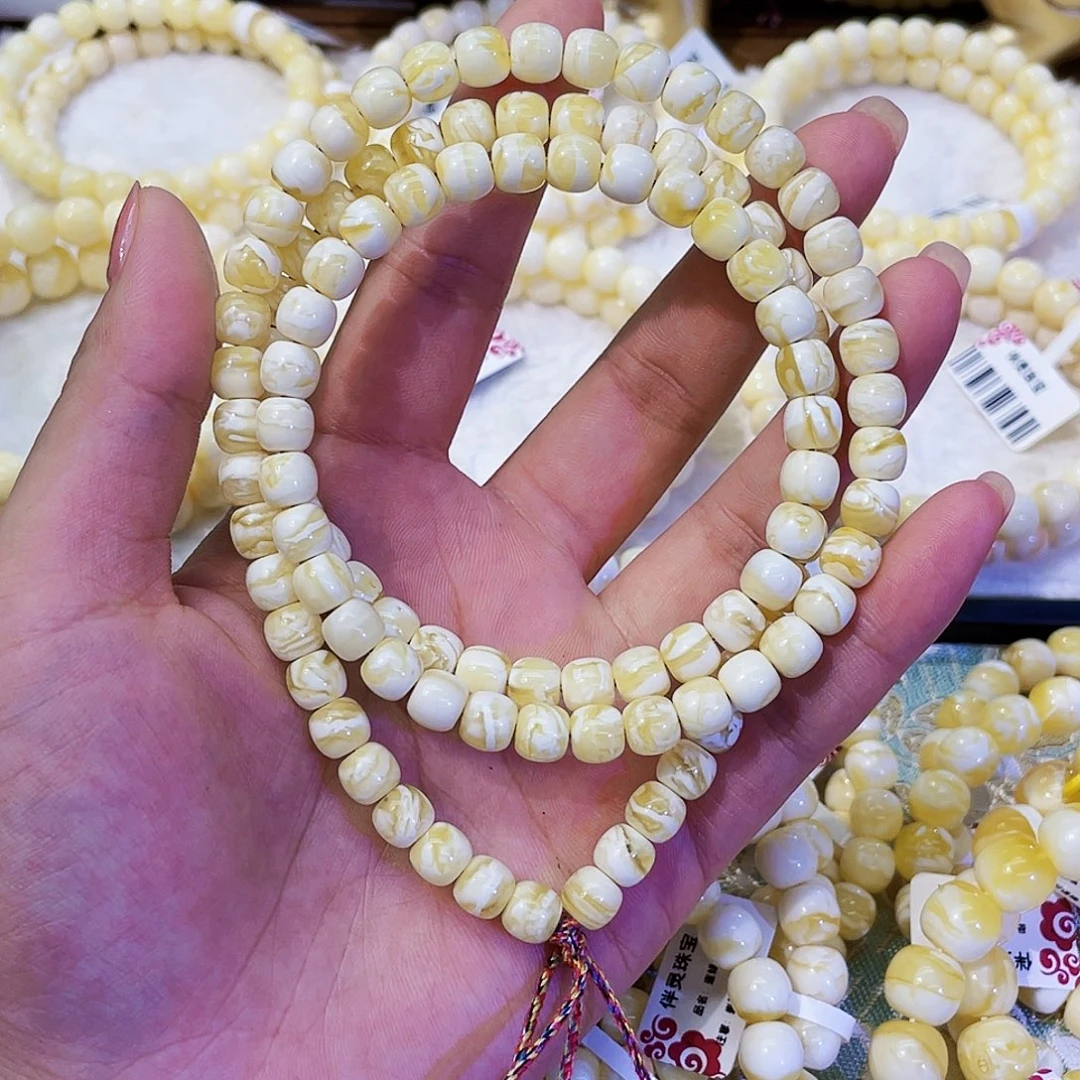 蜜蜡未镶嵌手串7mm，108细丝闪电纹