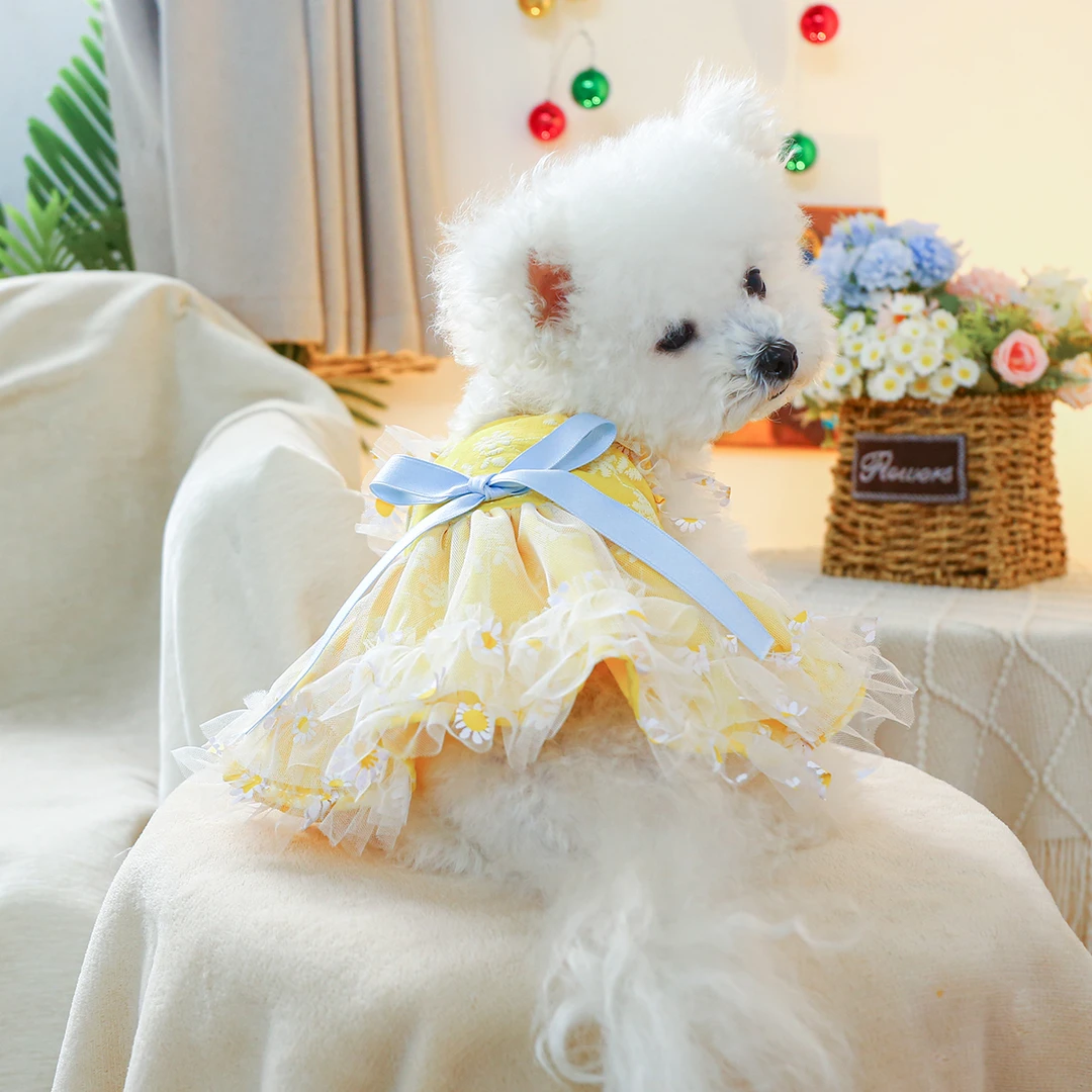 宠物狗狗衣服比熊博美泰迪春夏薄款夏日雏菊吊带裙