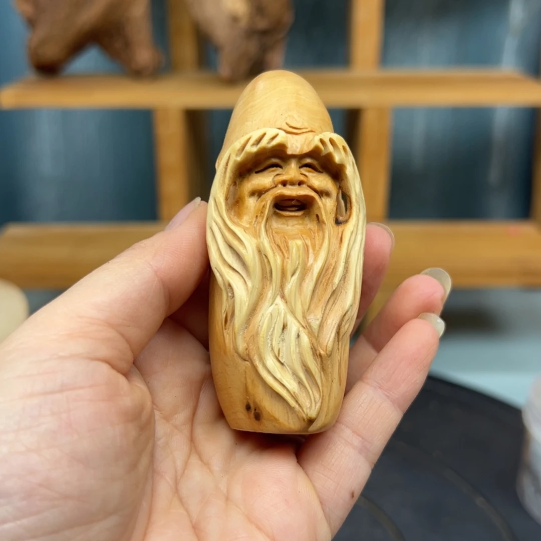小***蟹木崖柏木摆件手把件，