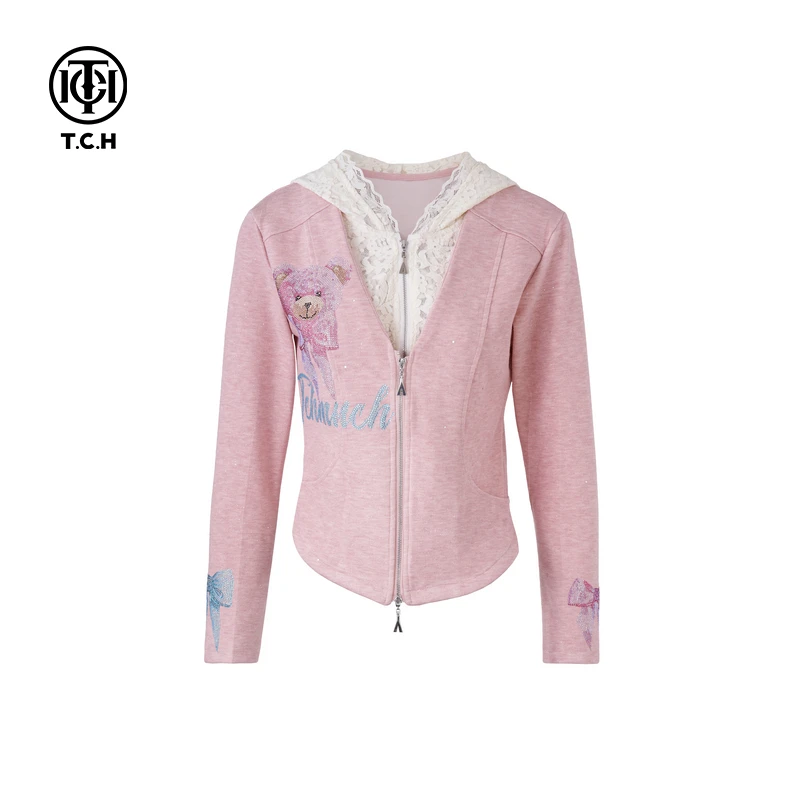 TCH服饰2025春季新款烫钻时尚休闲百搭拉链衫T75A17E5016