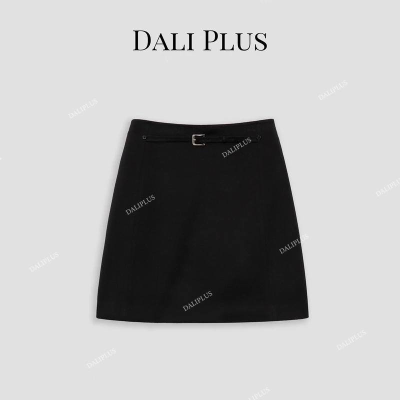DALI PLUS百搭高腰金属腰带设计高品质A字半裙短裙-D4JJ0032