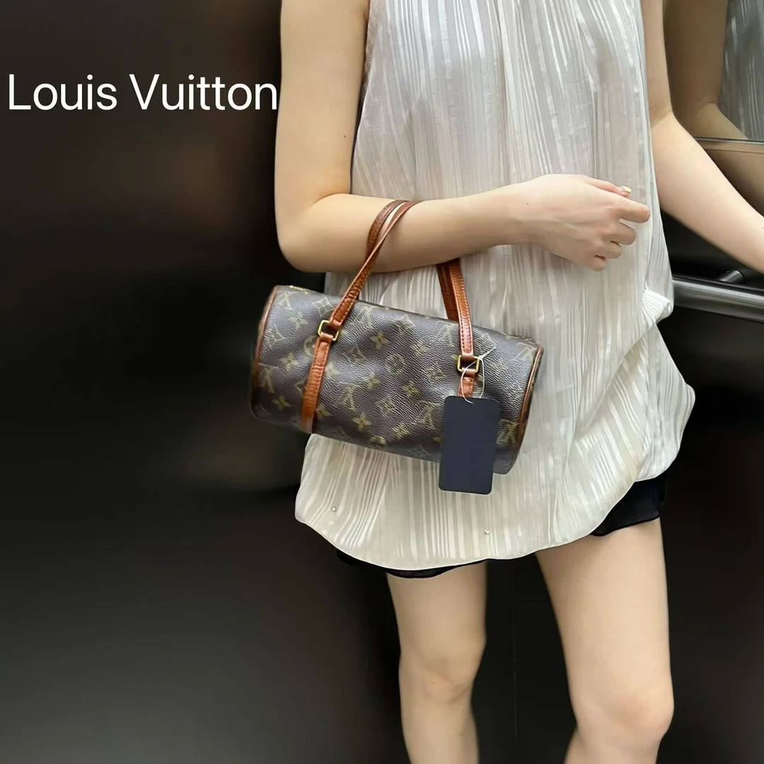 95新 LouisVuitton/路易威登 A2037红皮老花巴比龙筒经典时尚