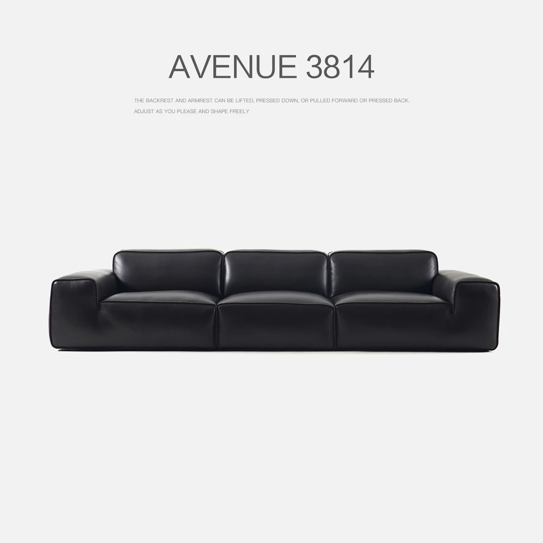 3.0大黑牛全家用客厅真皮加厚牛皮黑色沙发客厅家用