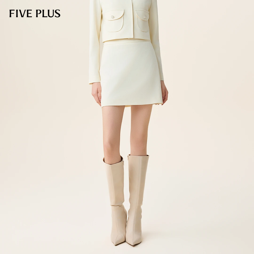 FIVE PLUS春装小香风半身裙女优雅通勤松紧高腰A字短裙2SN1074740