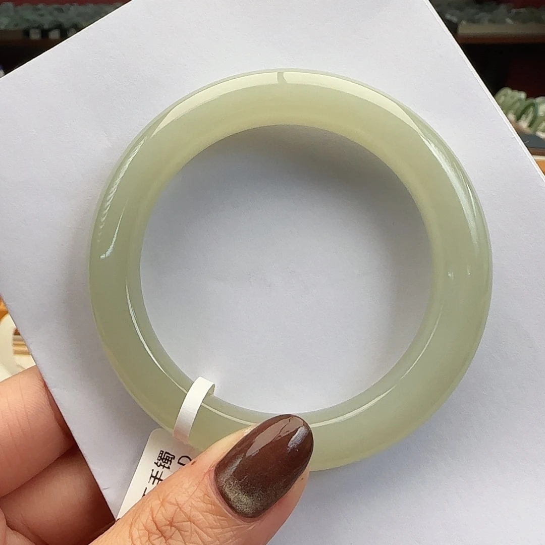 和田玉未镶嵌手镯冰胶润 葡萄肉厚装正圈55-56高性价比