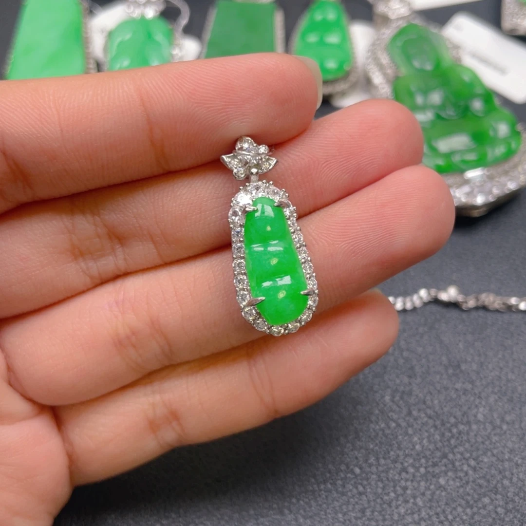 翡翠银S925镶嵌吊坠(不含链)