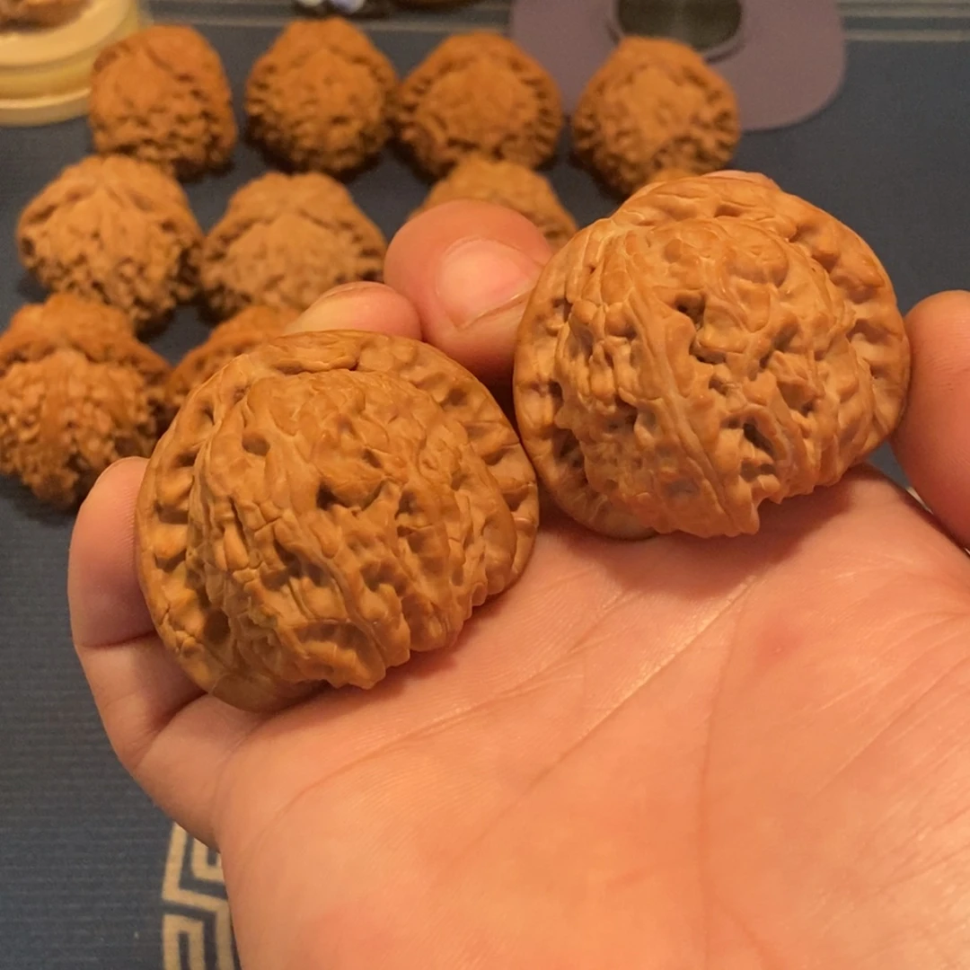 文玩核桃把件46尺闷白007