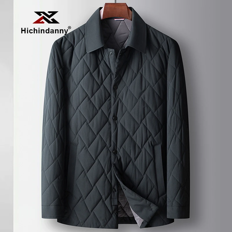 HICHIN翻领运动棉衣男士秋冬季休闲夹棉棉袄纽扣商务保暖棉服外套