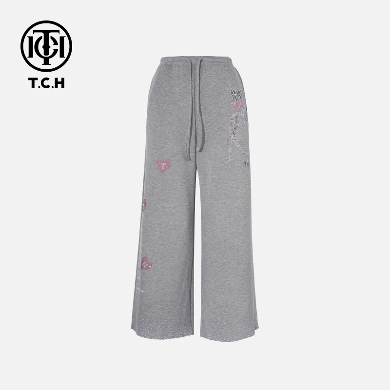 TCH私服烫钻工艺新时尚淑女百搭新潮流长裤女T75C20E5086轻奢tch