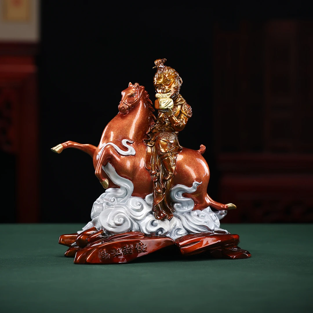 黄铜马上封侯铜马猴子摆件