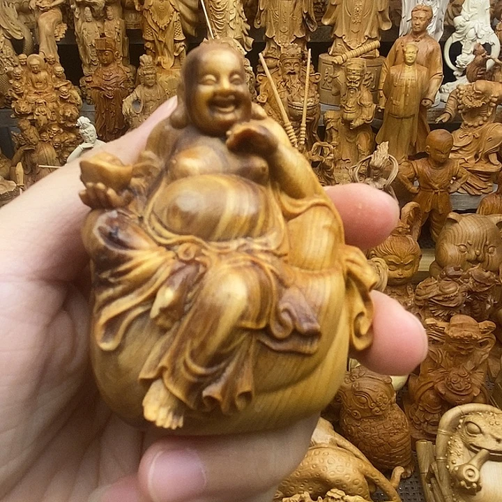 轩****柏木（崖柏）弥勒佛摆件
