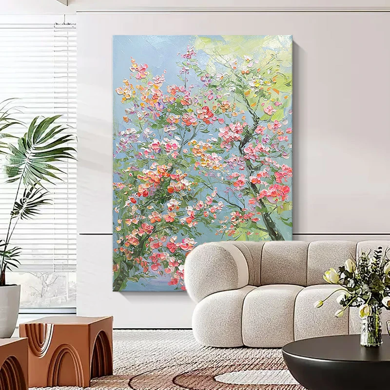 【花漾】手绘油画客厅装饰画花卉玄关过道肌理画奶油风卧室床头挂画