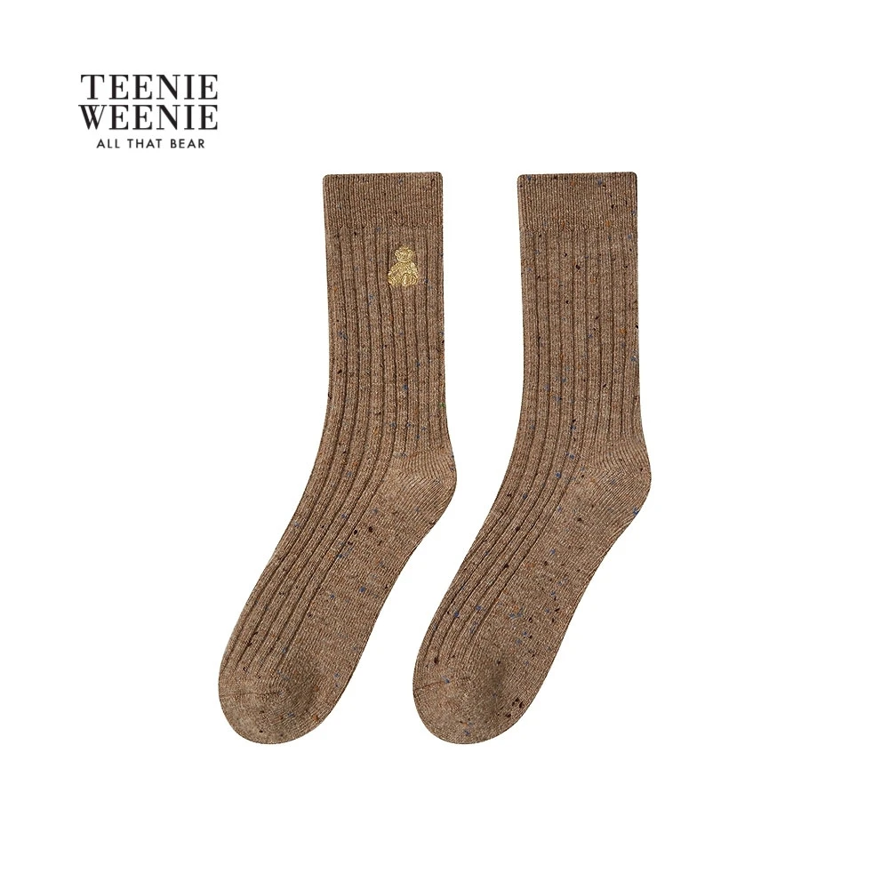 TeenieWeenie小熊短袜子25趣味金线刺绣舒适中筒袜TTAY25FV01W