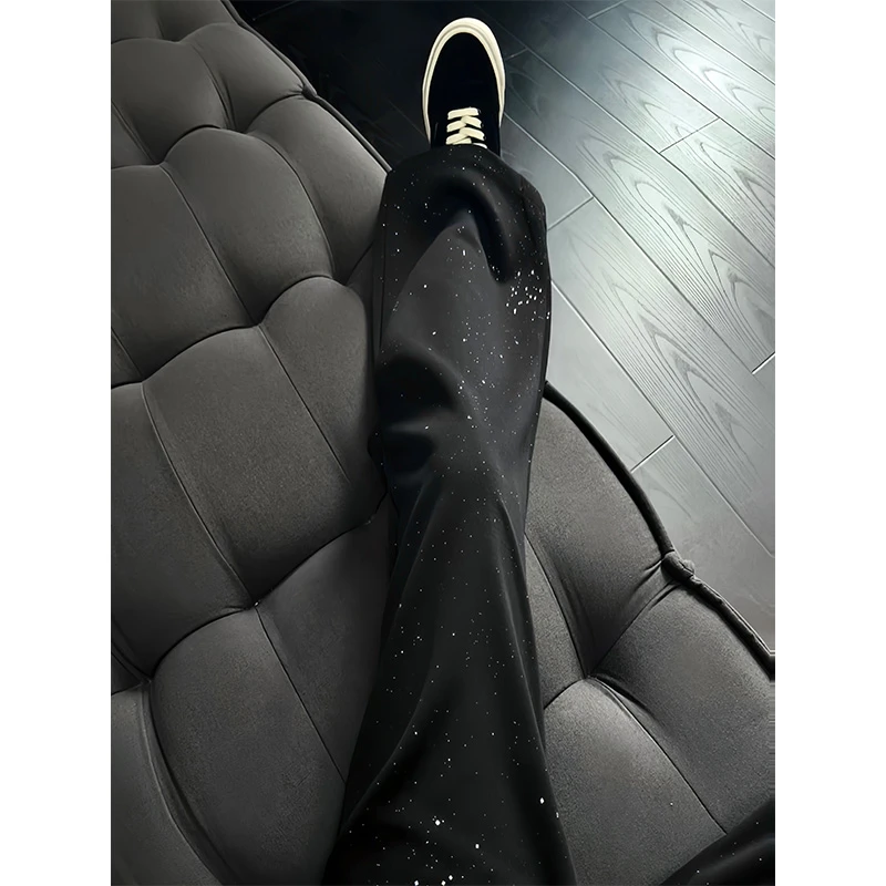 满天星褶皱设计感卫裤男秋季潮牌重磅直筒工装裤高级感阔腿休闲裤