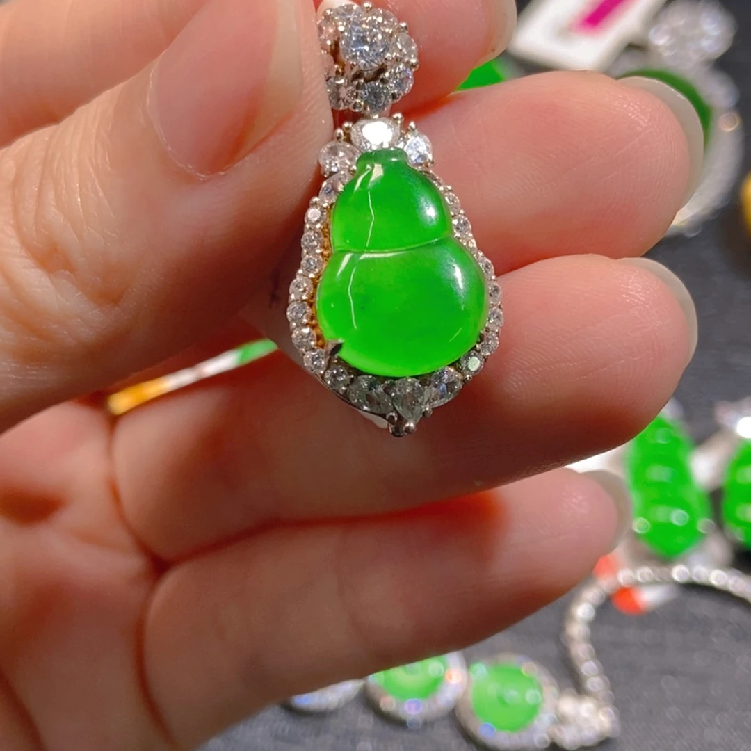 翡翠银S925镶嵌吊坠(不含链)