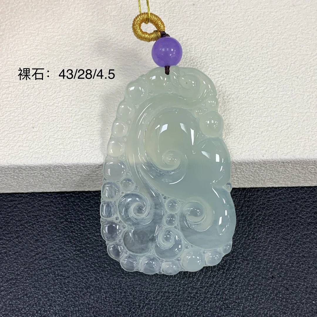 晴水如意翡翠玉石18k豪镶吊坠气质缅a