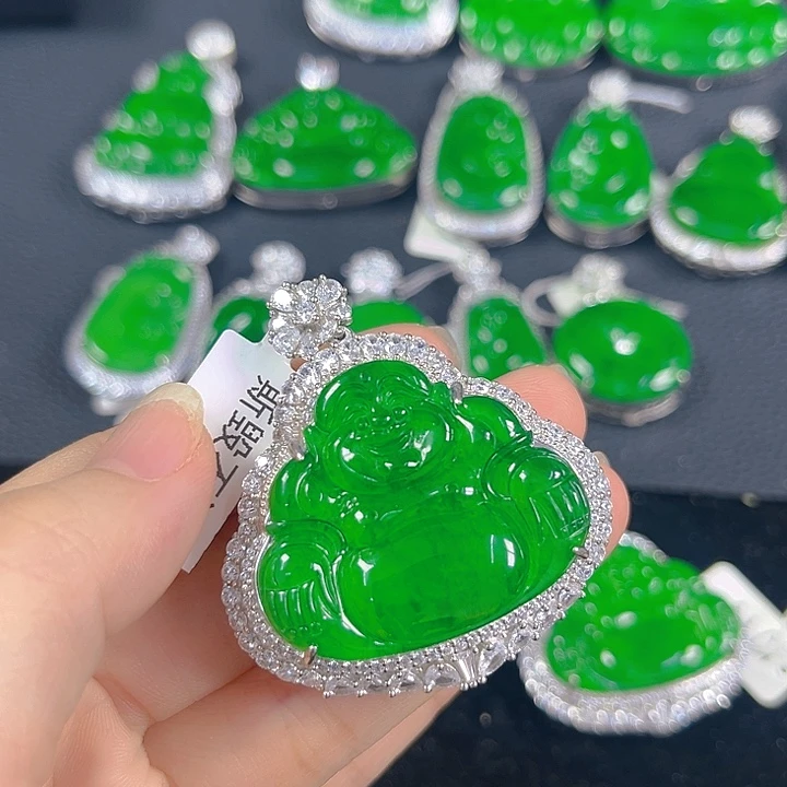 翡翠银S925镶嵌吊坠(不含链)