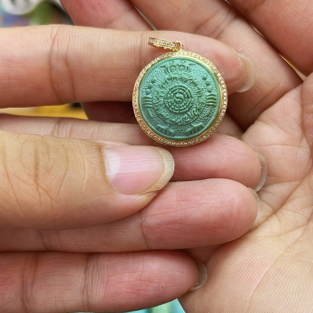 绿松石18K金镶嵌吊坠(不含链)