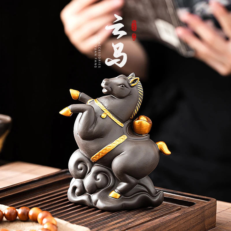 当代 紫砂马上有钱茶宠摆件精品可养创意茶玩茶具茶桌茶台装饰品