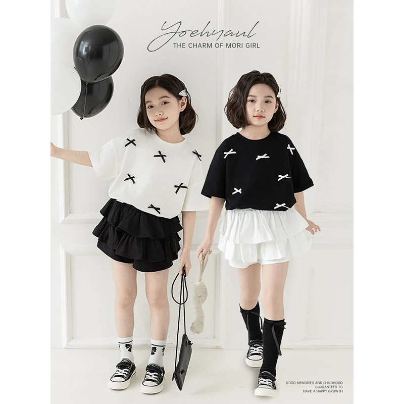 幼悠女童夏装立体蝴蝶结T恤中大儿童森系服装品质潮牌童装CD1207