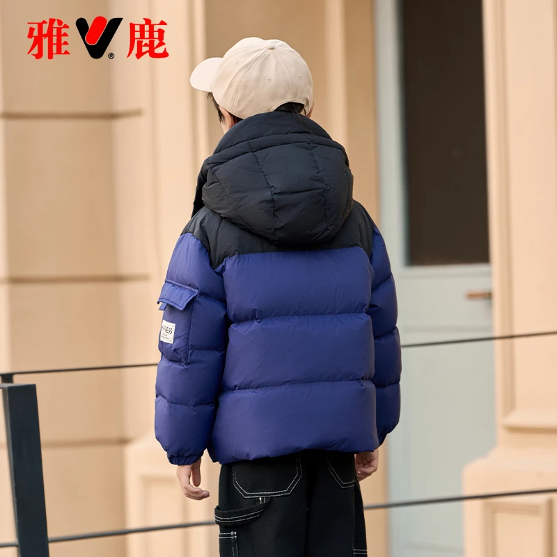 雅鹿2024新款洋气儿童羽绒服短款男童女童中大童小童加厚冬装外套
