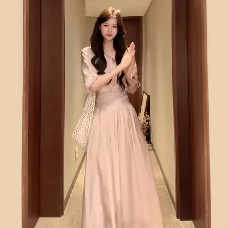 【现货+运补】禅意清冷感穿搭衬衫连衣裙子女夏气质套装长裙5219