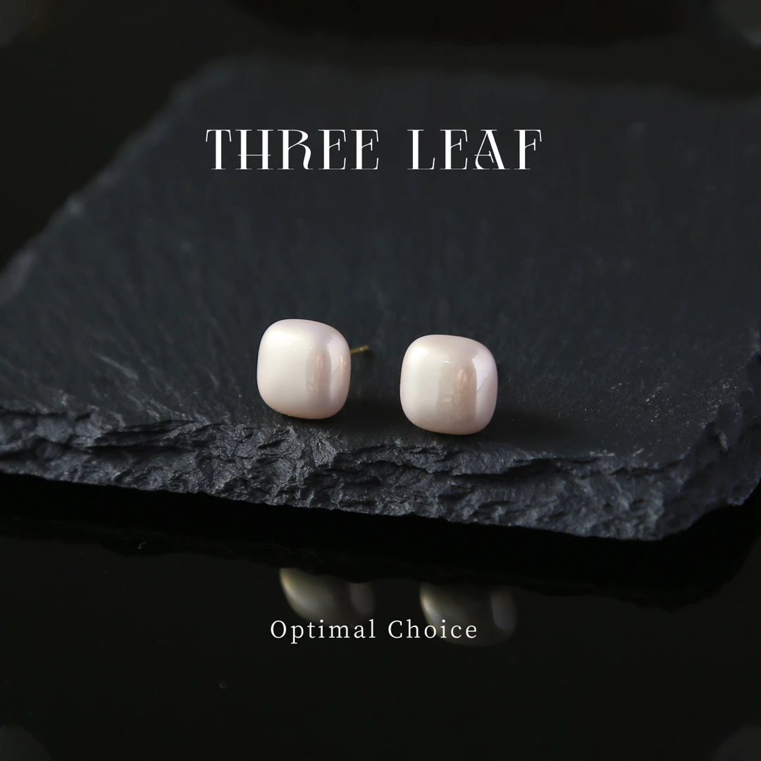 T080【香槟玫瑰】法式简约高级感香槟金方形耳饰