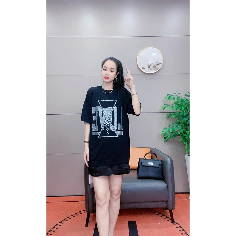 4173 夏季新款短袖T恤女大码圆领针织T恤