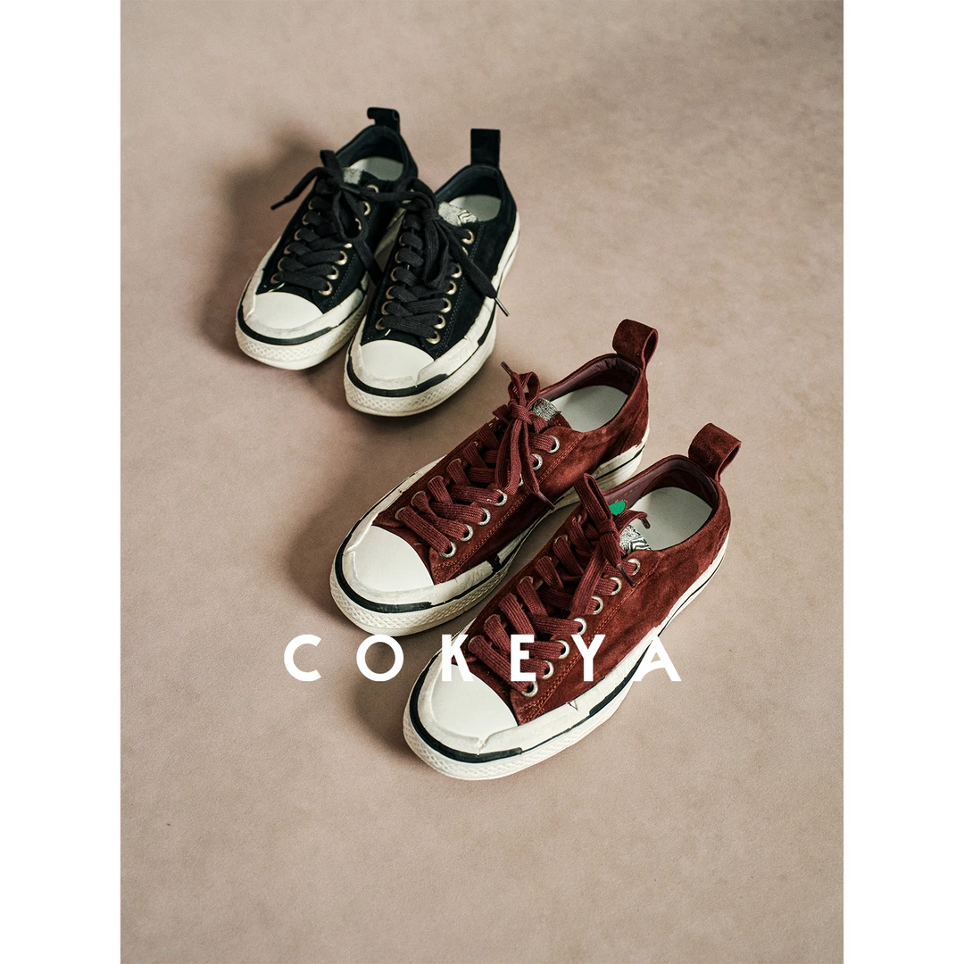 COKEYA/复古“时光机”~手工做旧脏脏鞋羊京皮帆布系带休闲鞋女秋