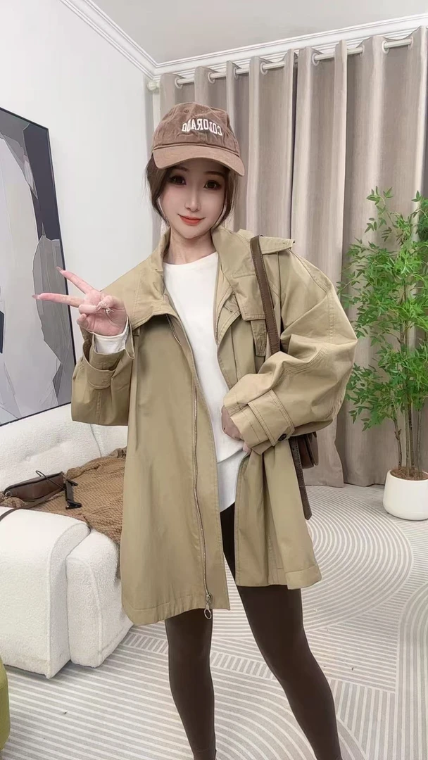 复古斗篷式风衣外套女秋冬2025新款爆款慵懒风小个子慵懒风夹克潮