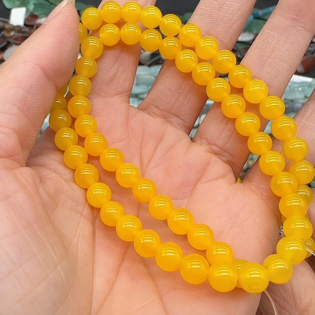 合金玛瑙/玉髓珠宝半成品黄玛瑙6mm一条