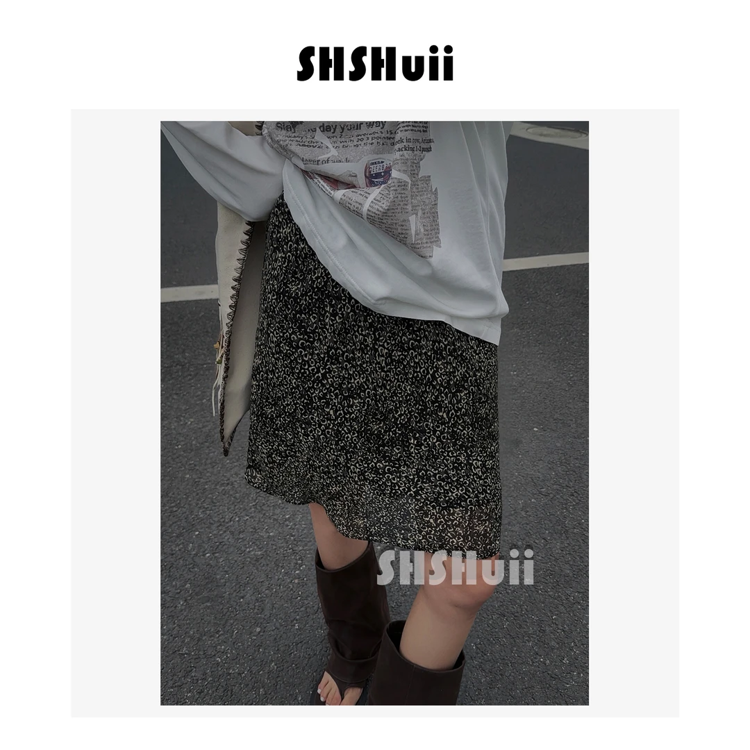 SSHuii【芝麻饼干】日系复古碎花波点A字裙半身裙QQFADE