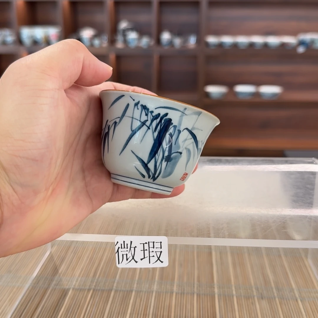 釉下手绘茶具微瑕