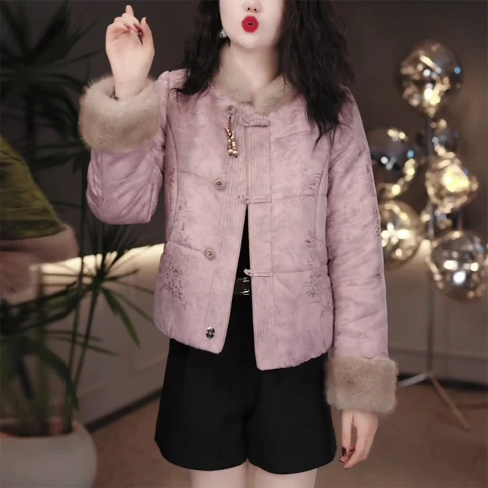 冬季加厚加棉棉服保暖修身百搭显瘦优雅时尚大气时尚优雅棉服外套