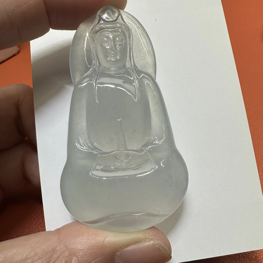 天然缅甸翡翠a货，素衣观音