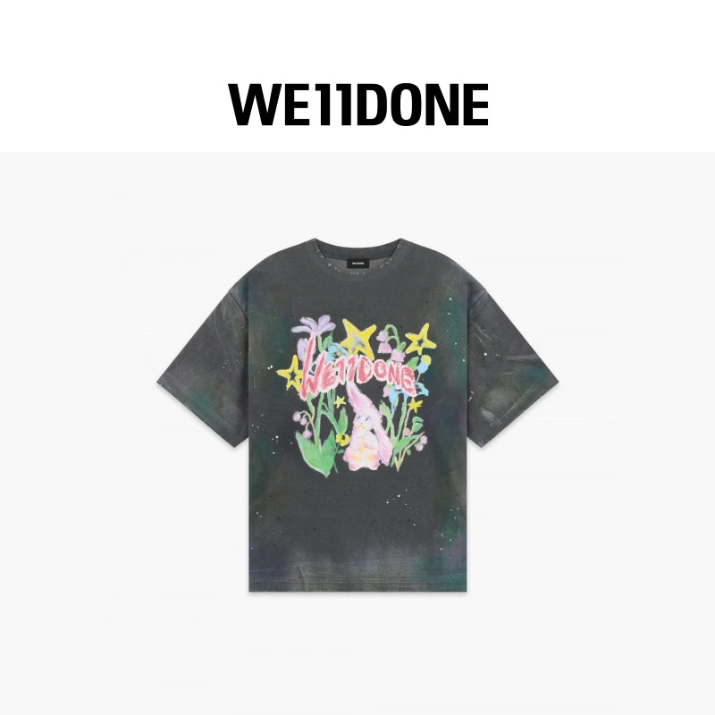 【25秋冬新品】WE11DONE男女同款Bunny短袖T恤简约印花绘画25-762