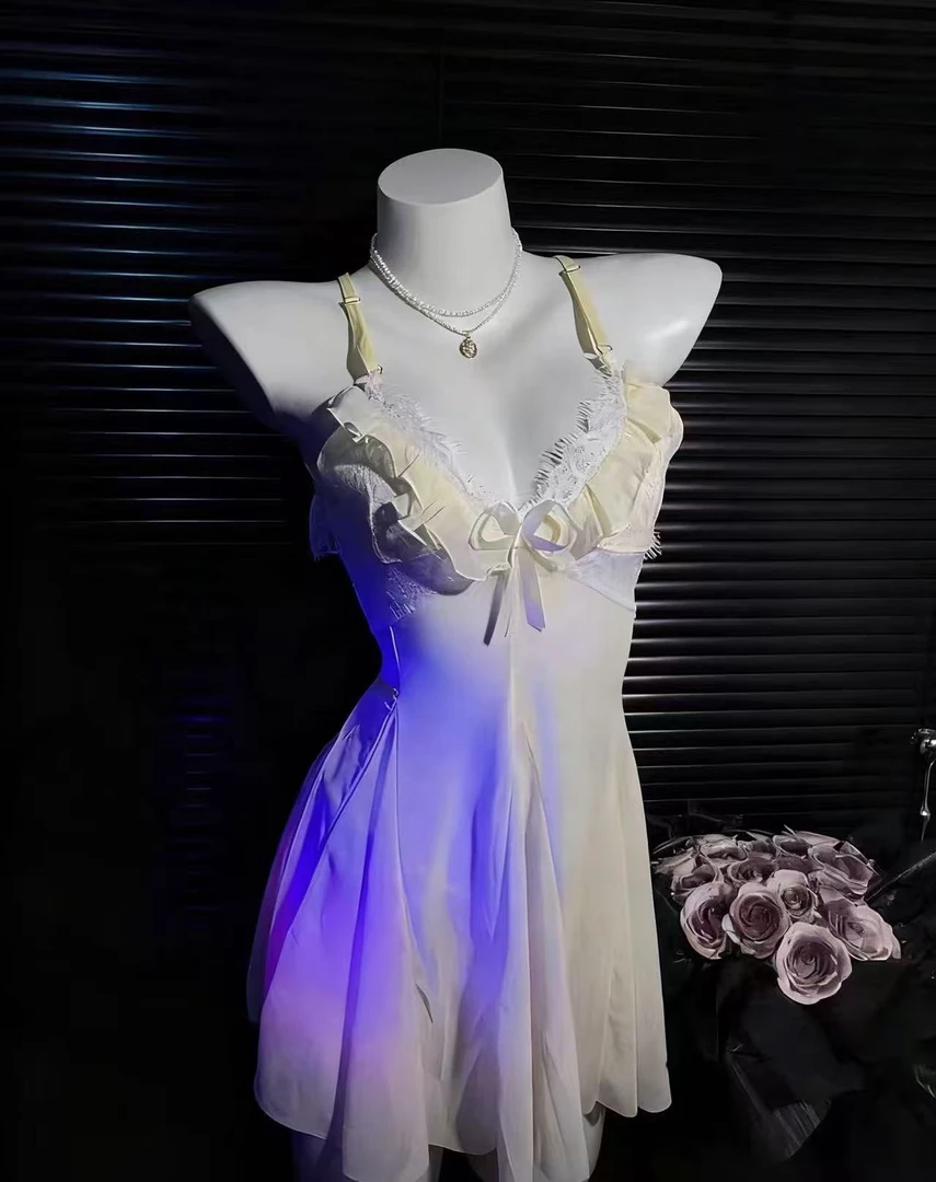 居家连衣裙睡裙套装黄色系公主风